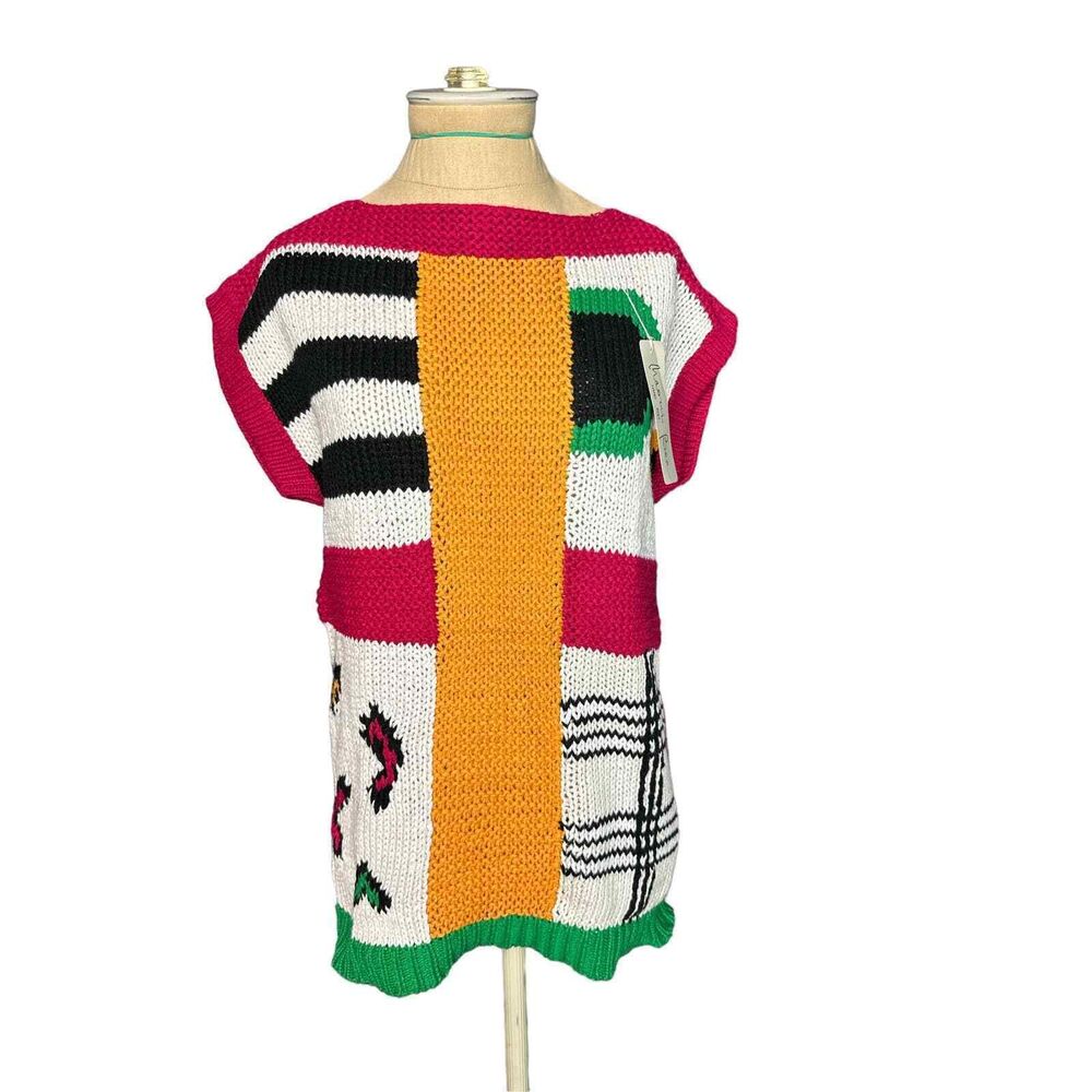 Maori Bee Vintage Women's Sweater Hand Knitted Colorful NWT Size Small